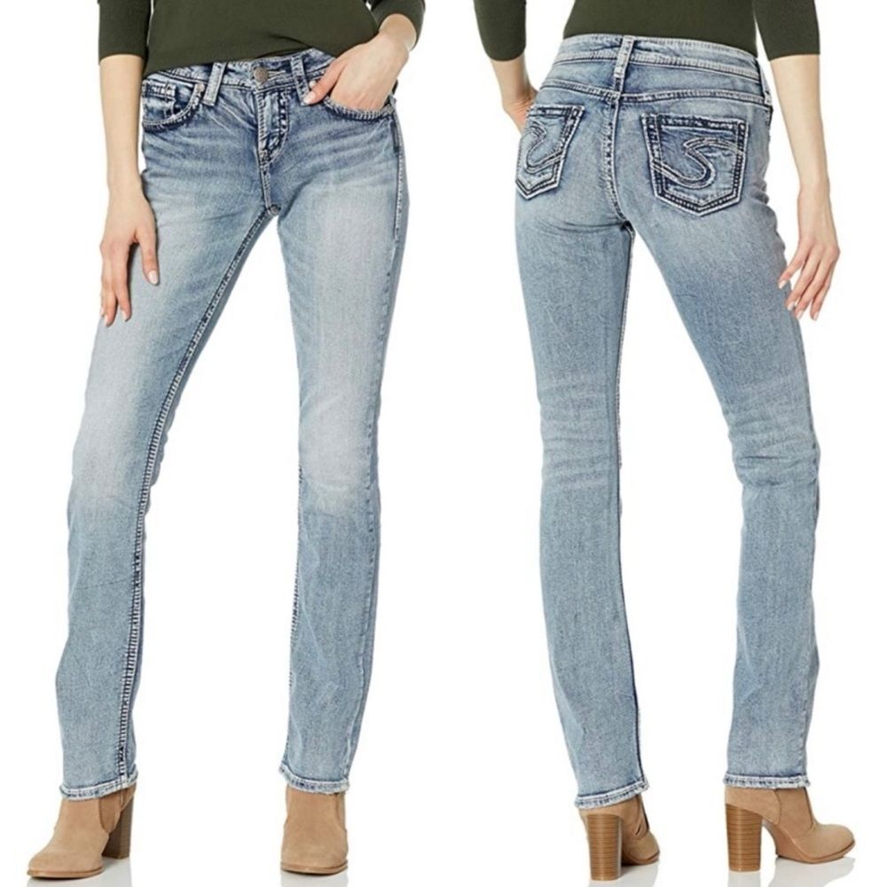 Silver Suki Curvy Fit Mid Rise Baby Boot Jeans Blue 27